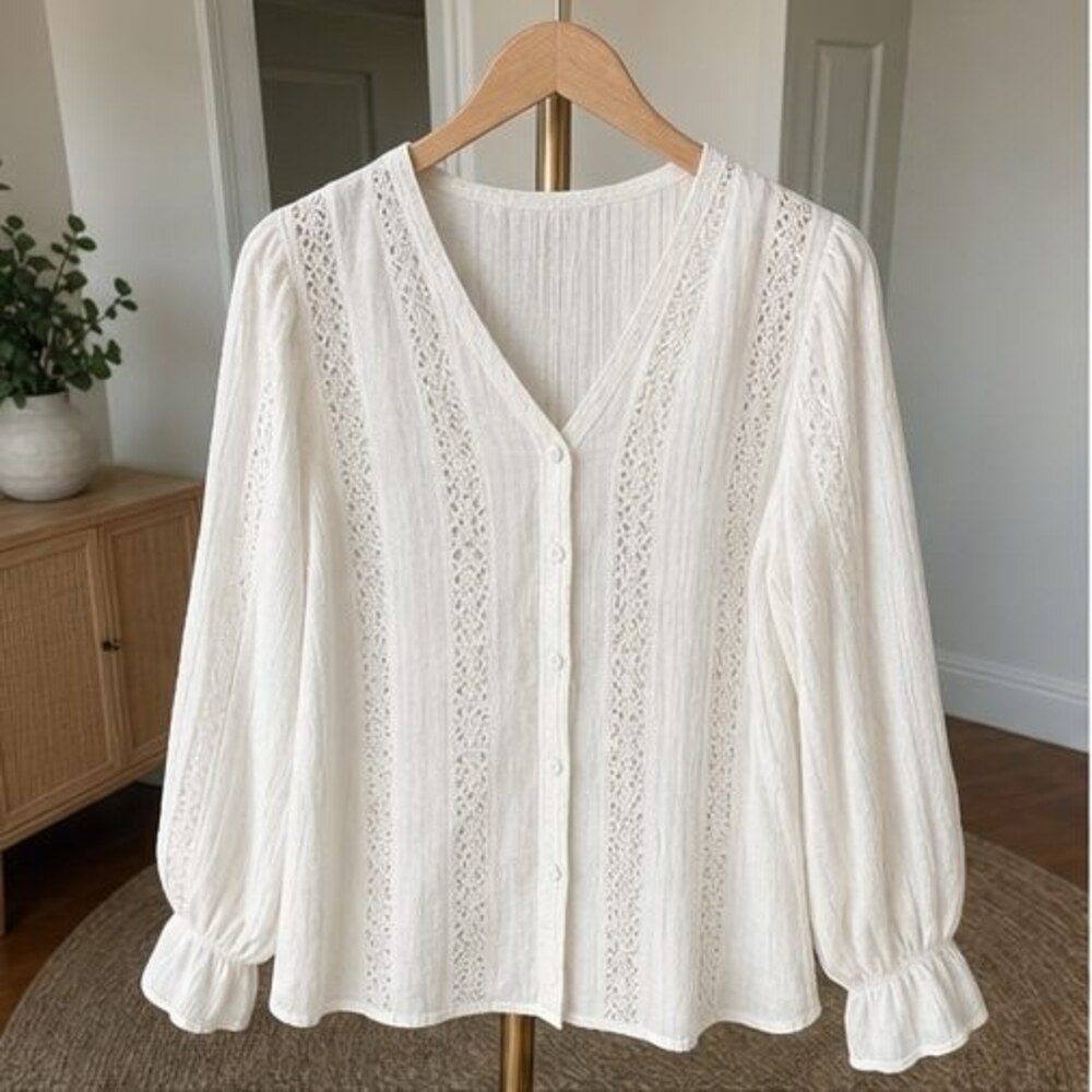 Ivory V Neck Top